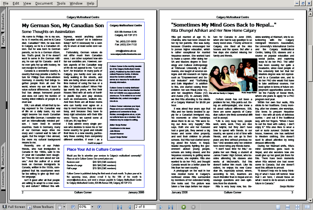 Acroread's view of two-page spread before compression