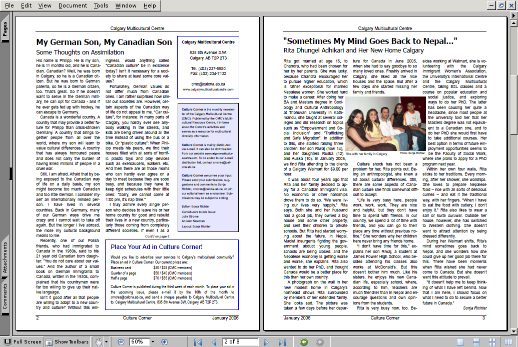 Acroread's view of two-page spread after compression